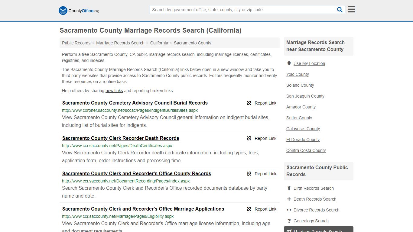 Sacramento County Marriage Records Search (California) - County Office